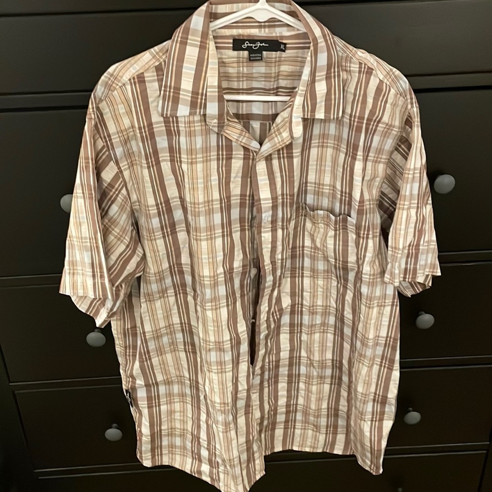 Sean John brown plaid button down